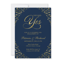 Guld Blue Hon sa ja-Förlovningsfest-inbjudan