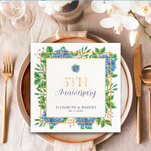 Guld Blue Hydrangea 5:e Bröllop-årsdagen