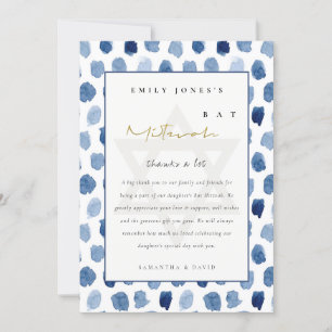 GULD BLUE INDIGO WATERCOLOR DOTS FLADDERMUS PUB MI TACK KORT