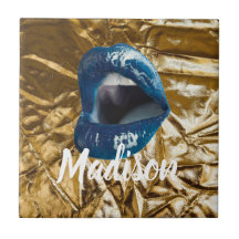 Guld Blue Läppar Makeup Beauty Anpassningsbar Pers