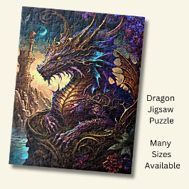 Guld Blue Lila Dragon med Torn Pussel