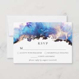 Guld Blue Lila OSA kort Watercolor Bläck