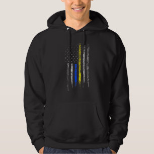 Guld Blue Line 911 Polisen Dispatcher First Respon Hoodie
