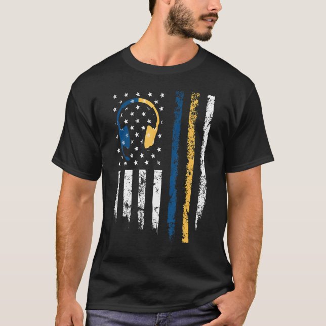 Guld Blue Line 911 Polisen Dispatcher First Respon T Shirt (Framsida)