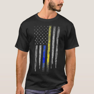 Guld Blue Line 911 Polisen Dispatcher First Respon T Shirt