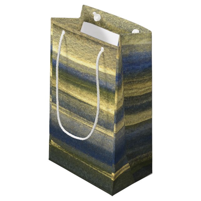 Guld Blue Linjer Anpassningsbar Gift Bag - liten,  (Framsidan Vinklad)