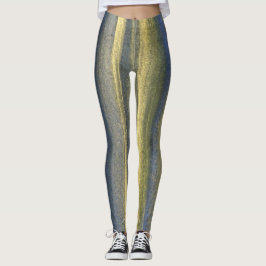 Guld Blue Linjer Anpassningsbar Leggings