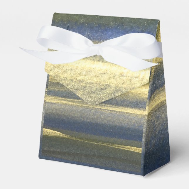Guld Blue Linjer Tält Gift Wrappi9ng Presentaskar (Framsidan Sidan)