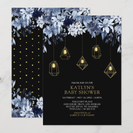 Guld & Blue | Ljus Boho chic Baby Shower Inbjudningar