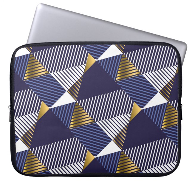 Guld Blue Luxury: Geometric Seamless Mönster Laptop Fodral (Framsidan)
