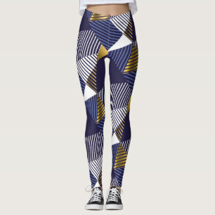 Guld Blue Luxury: Geometric Seamless Mönster Leggings