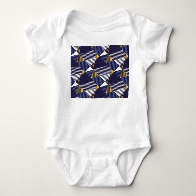 Guld Blue Luxury: Geometric Seamless Mönster T Shirt (Framsida)