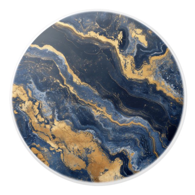 Guld Blue Marble Mönster Knopp (Framsidan)