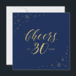 Guld & Blue | Modern Party-torget 30års födelsedag Inbjudningar<br><div class="desc">Låt oss fira din speciella dag med den här snyggt 30års födelsedag-festinbjudan. Den här designen har guld-typografin "Skål till 30 år" och gnistra i guld på blå bakgrund. Om du tittar en enkel inbjudan till chicen fyrkantig för en födelsedagsfest med blått och guld-tema, blir inbjudan ett val av perfekt. Matchningsinbjudningar...</div>