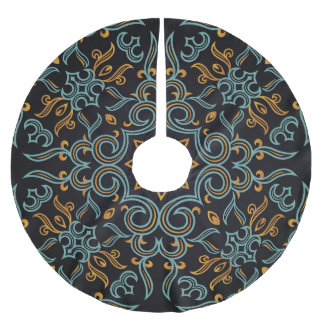 Guld & Blue: Ornamental Vintage Julgransmatta Borstad Polyester