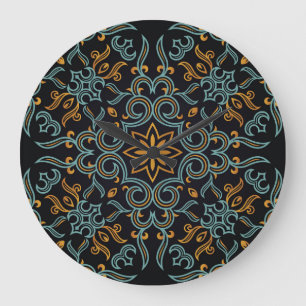 Guld & Blue: Ornamental Vintage Stor Klocka