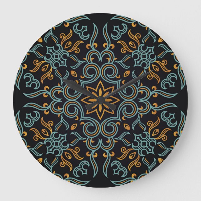 Guld & Blue: Ornamental Vintage Stor Klocka (Framsida)