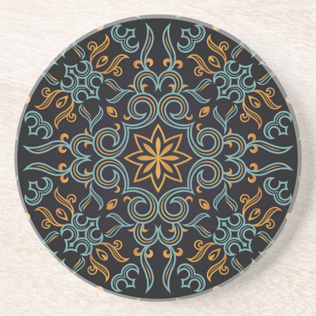 Guld & Blue: Ornamental Vintage Underlägg (Framsidan)