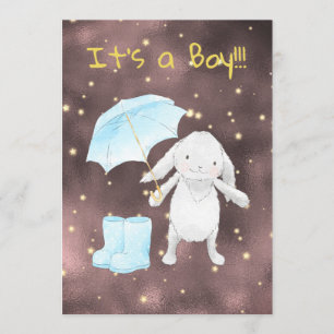 *~* Guld Blue Paraplla Shower Bunny Boy-inbjudan Inbjudningar