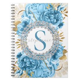 Guld Blue Ro Monogram Diamonds Luxury Glamous Anteckningsbok