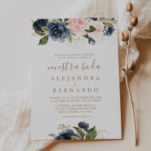 Guld Blue Rosa Flowers Bröllop Nuestra Boda