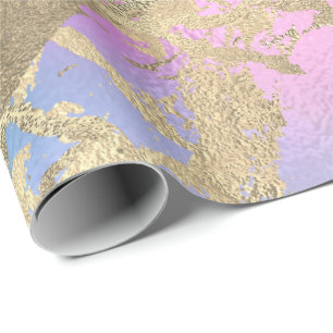 Guld Blue Rosa Ombre Marble Pastel Metallic Stroke Presentpapper