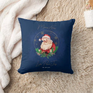 Guld Blue Santa Elegant Vintage God jul Kudde