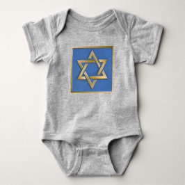 Guld Blue Star of David Art Panel Baby Bodykostym T Shirt