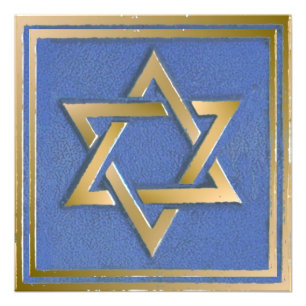 Guld Blue Star of David Art Panel Fototryck