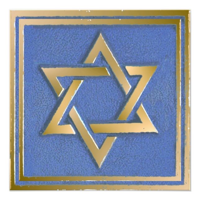 Guld Blue Star of David Art Panel Fototryck (Framsidan)
