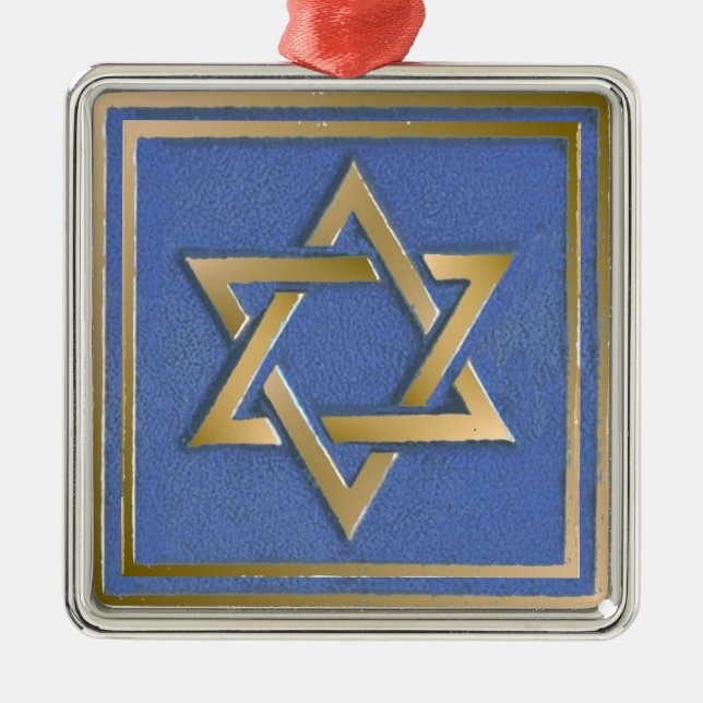 Guld Blue Star of David Art Panel Julgransprydnad Metall (Framsidan)