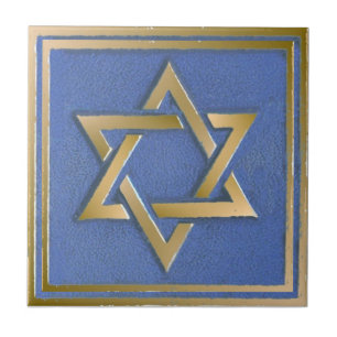 Guld Blue Star of David Art Panel Kakelplatta