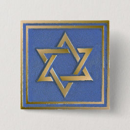 Guld Blue Star of David Art Panel Knapp