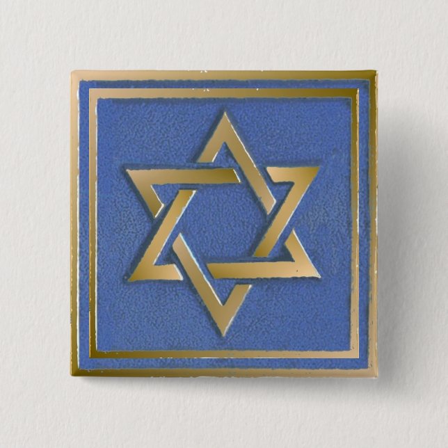 Guld Blue Star of David Art Panel Knapp (Framsida)