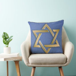 Guld Blue Star of David Art Panel Kudde