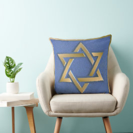 Guld Blue Star of David Art Panel Kudde