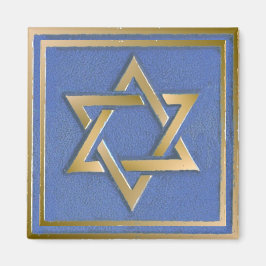 Guld Blue Star of David Art Panel Magnet