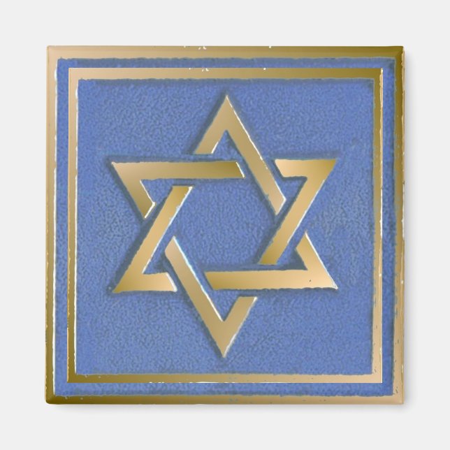 Guld Blue Star of David Art Panel Magnet (Framsidan)