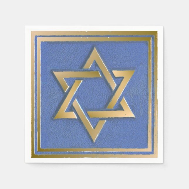 Guld Blue Star of David Art Panel Pappersservett (Framsidan)