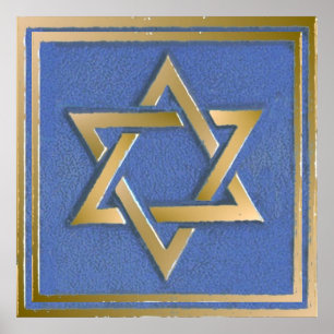 Guld Blue Star of David Art Panel Poster