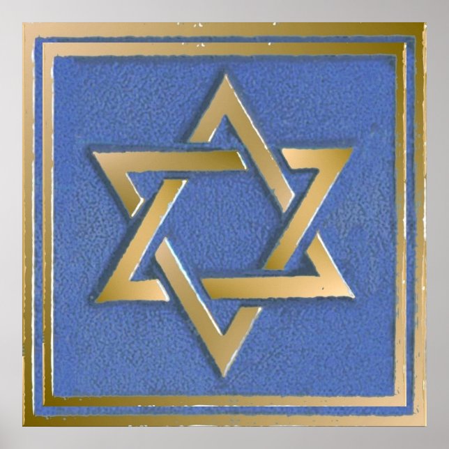 Guld Blue Star of David Art Panel Poster (Framsidan)