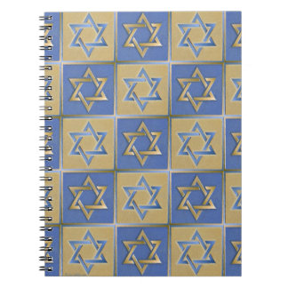 Guld Blue Star of David Art Panels Anteckningsbok Med Spiral