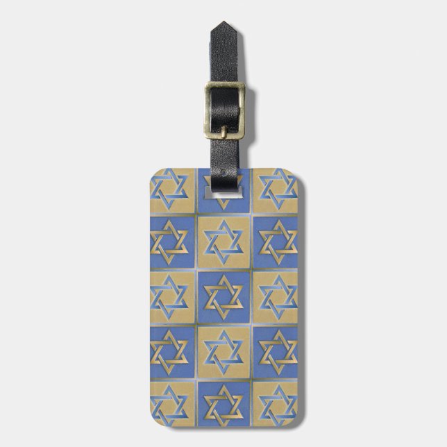 Guld Blue Star of David Art Panels Bagagebricka (Vertikal Framsida)