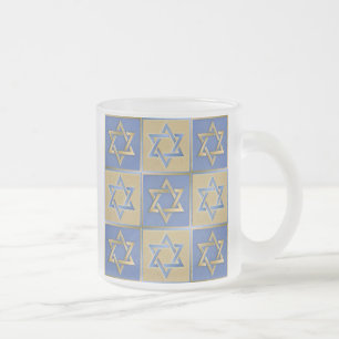 Guld Blue Star of David Art Panels Frostad Glasmugg