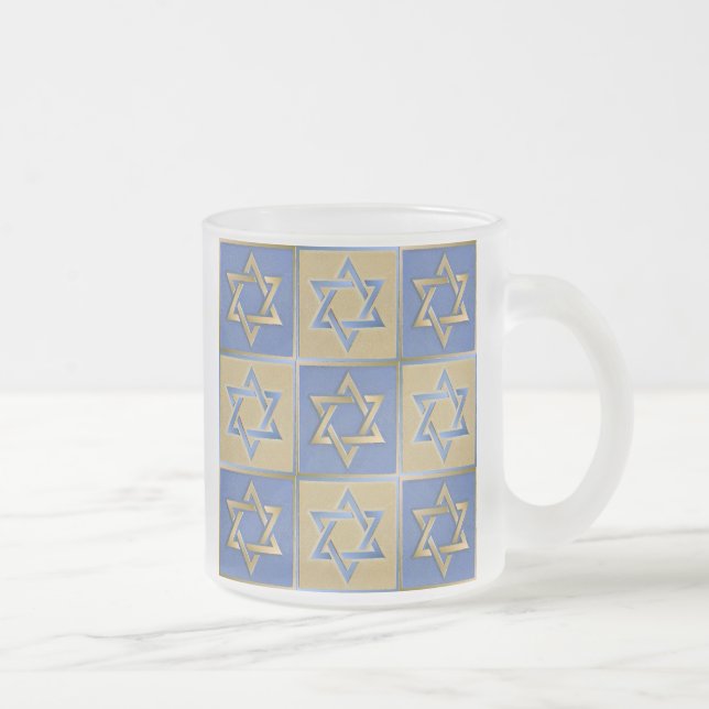 Guld Blue Star of David Art Panels Frostad Glasmugg (Höger)