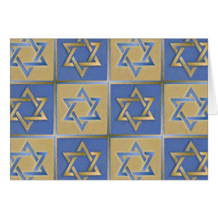 Guld Blue Star of David Art Panels Hälsningskort