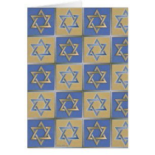 Guld Blue Star of David Art Panels Hälsningskort