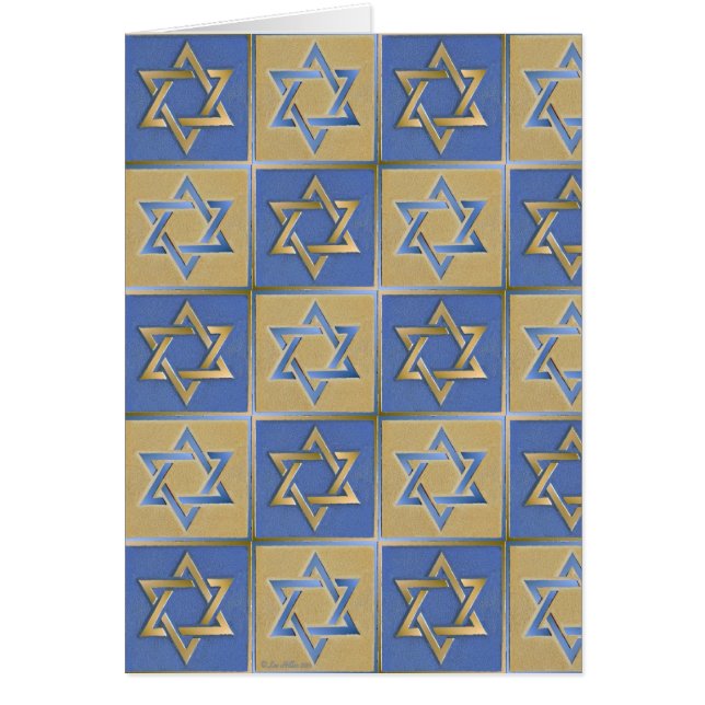Guld Blue Star of David Art Panels Hälsningskort (Framsidan)