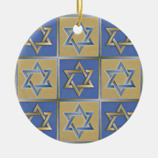 Guld Blue Star of David Art Panels Julgransprydnad Keramik