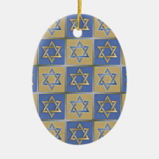 Guld Blue Star of David Art Panels Julgransprydnad Keramik